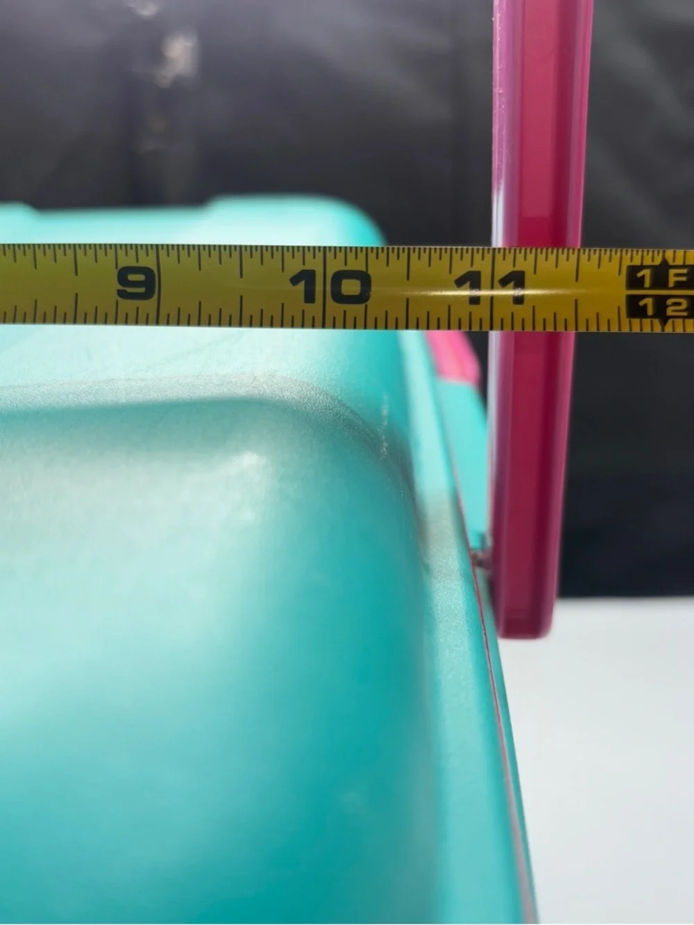 Teal Sewing Supply Case with Pink Handles